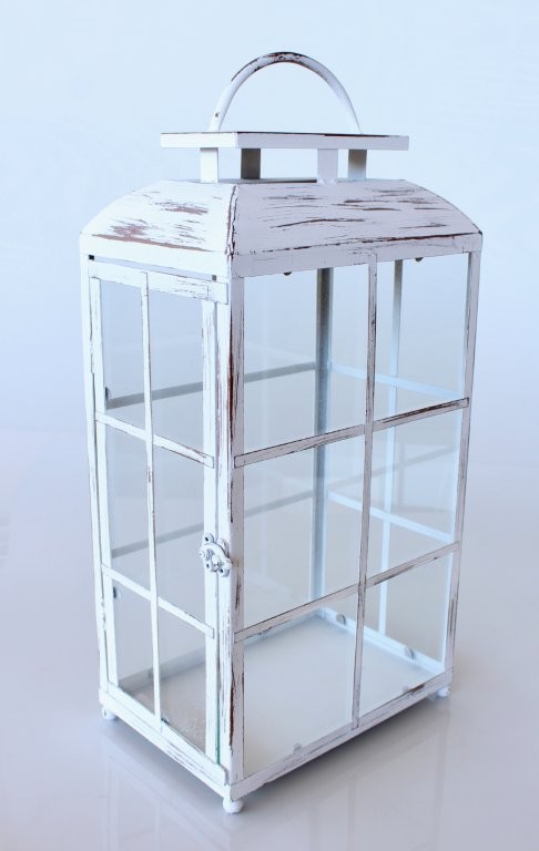 White Metal & Glass Lantern